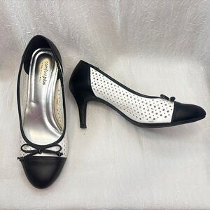 Comfort Plus by Predictions Black and White Perforated Pumps -8-